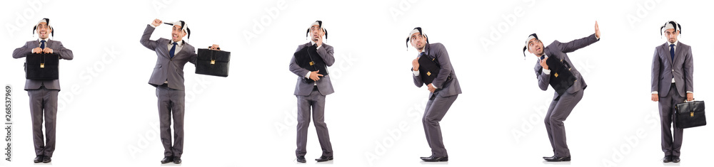 Funny clown businessman with briefcase Funny clown businessman with briefcase