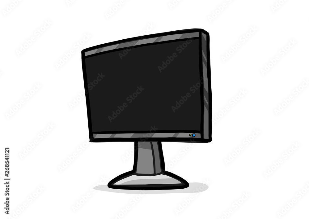 flat TV or computer monitor cartoon vector and illustration, hand drawn, sketch style, isolated on white background. flat TV or computer monitor cartoon vector and illustration, hand drawn, sketch style, isolated on white background.