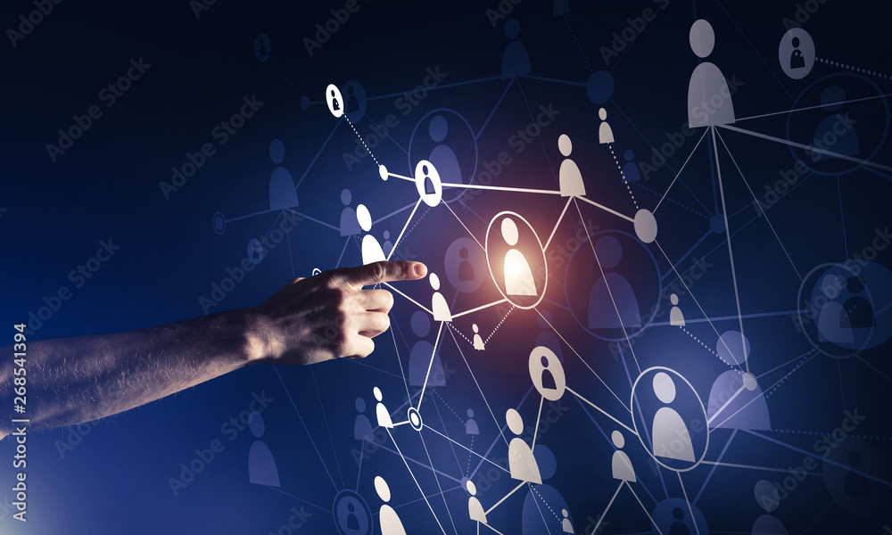 Creating modern wireless technologies as means of communucation and networking on dark background