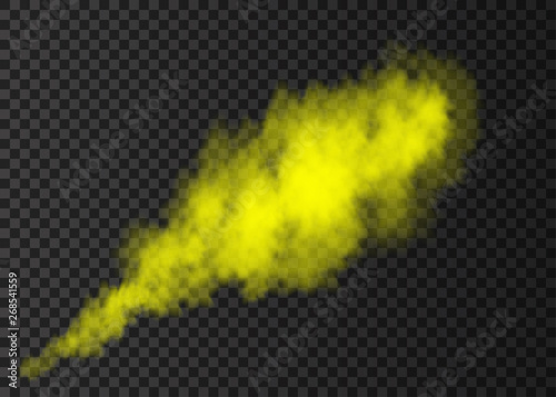Yellow smoke explosion special effect  isolated on transparent background.