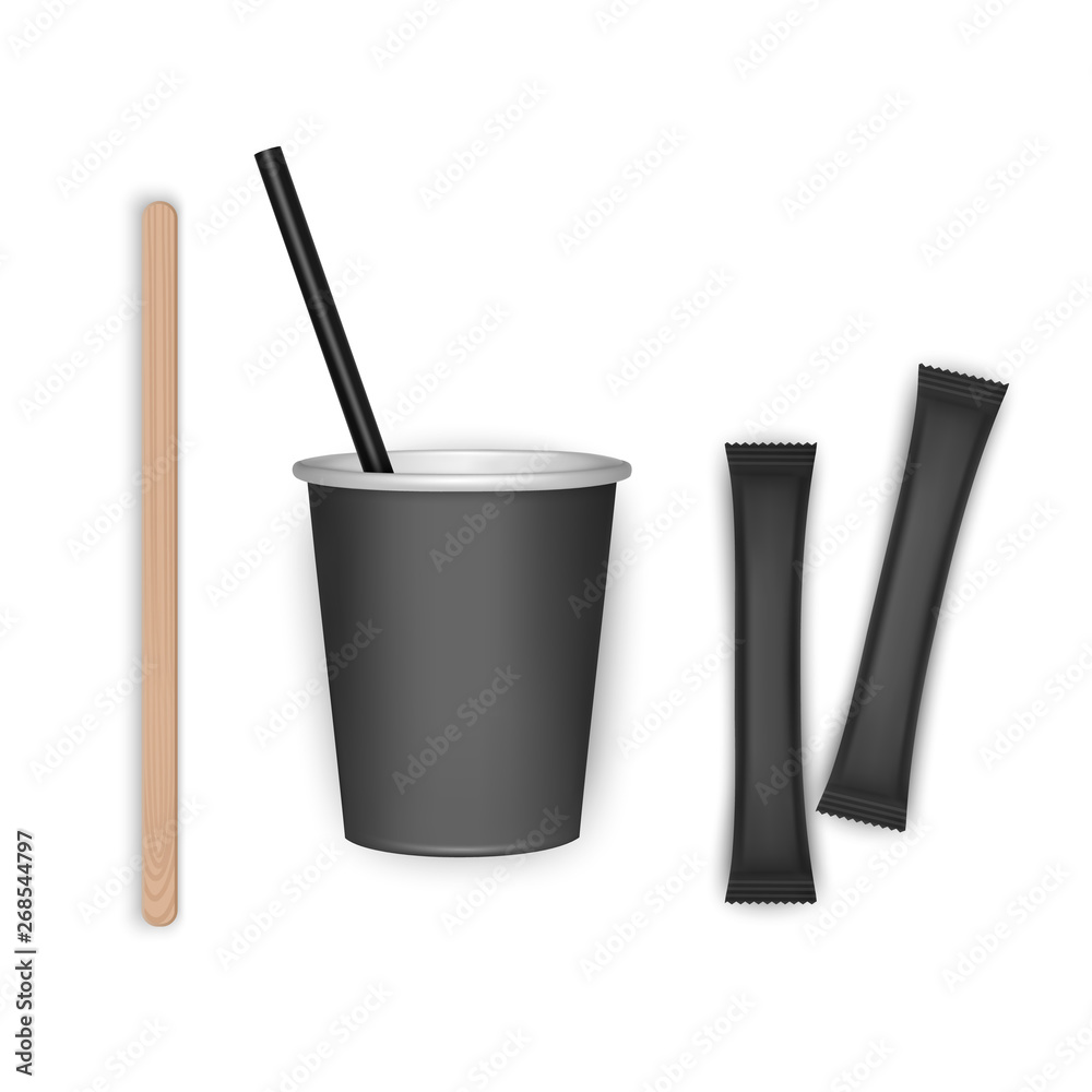 Coffee cup takeaway, 3d realistic mockup on white background, template for your design design vector illustration Coffee cup takeaway, 3d realistic mockup on white background, template for your design design vector illustration