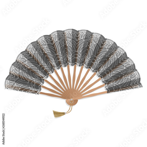 Oriental japan fan isolated on white background. Folding fan in realistic style, Vector EPS 10 illustration