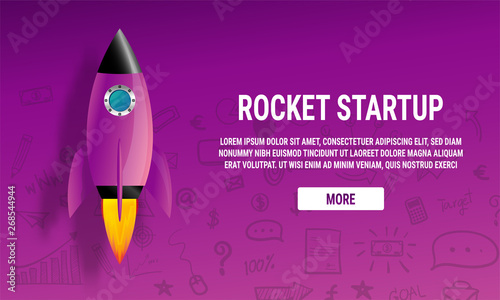 Startup business idea concept. Rocket ship in a flat vector