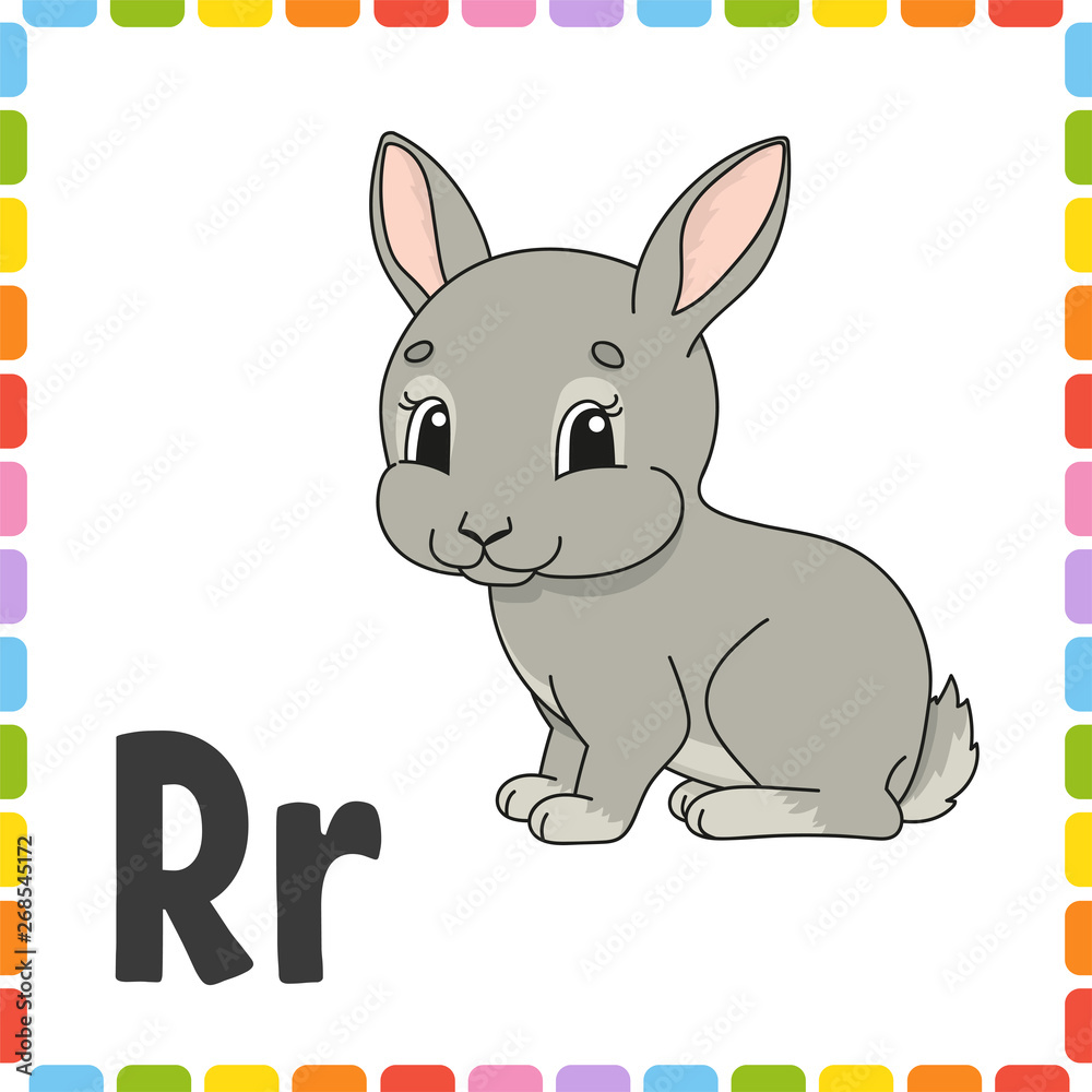 Funny alphabet. ABC flash cards. Cartoon cute character isolated on white background. For kids education. Learning letters. Vector illustration. Funny alphabet. ABC flash cards. Cartoon cute character isolated on white background. For kids education. Learning letters. Vector illustration.