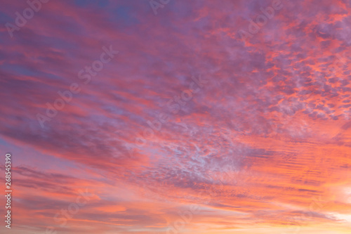Canvas Print Sunset pink skies with amazing clouds
