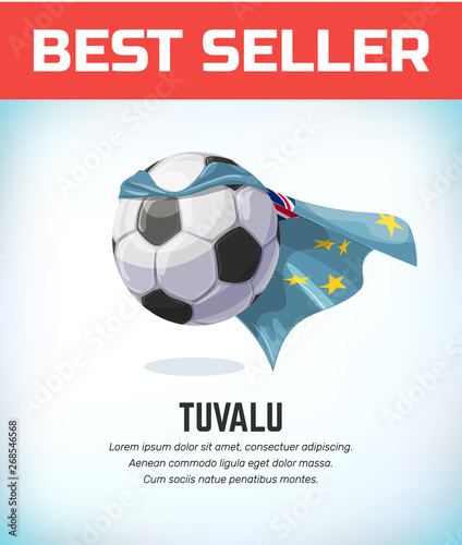 Tuvalu football or soccer ball. Football national team. Vector illustration