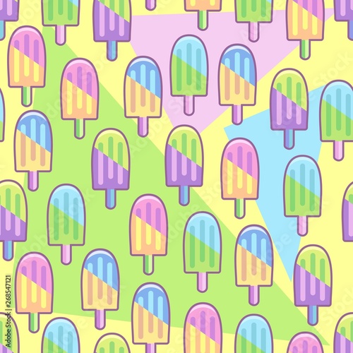 Ice Lollipops Popsicles Summer Punchy Pastels Colors Vector Seamless Pattern
