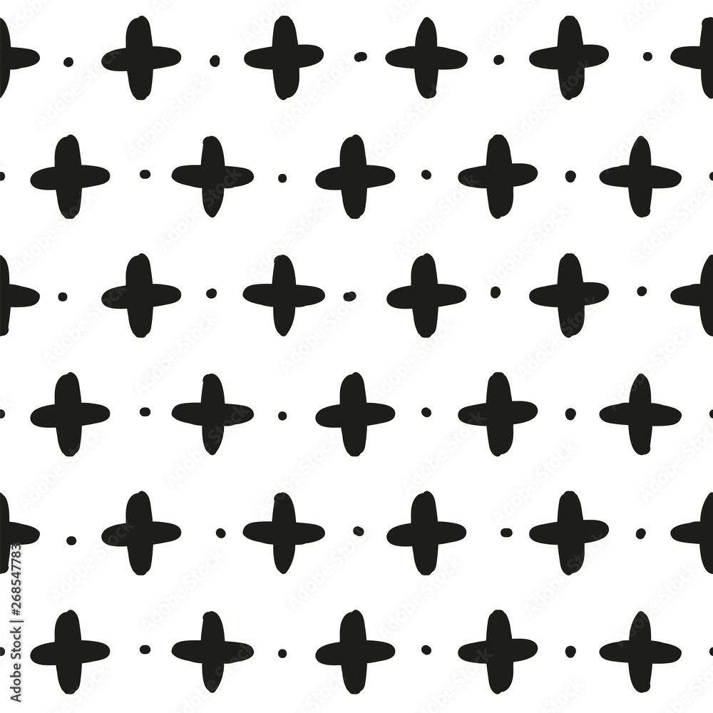 Abstract hand draw dots pattern in black and white. Concept composing with dots, circles and geometric shapes.