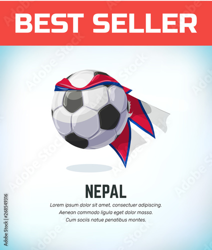 Nepal football or soccer ball. Football national team. Vector illustration
