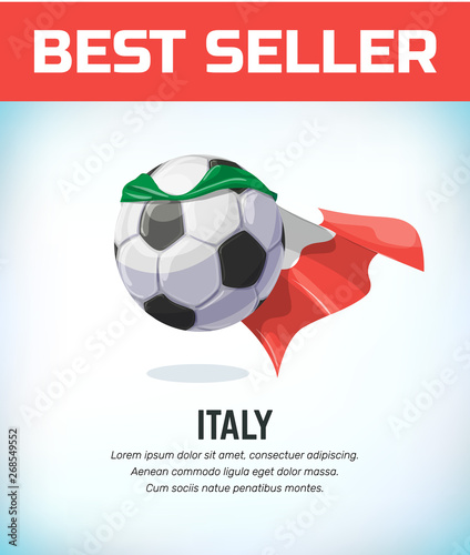 Italy football or soccer ball. Football national team. Vector illustration