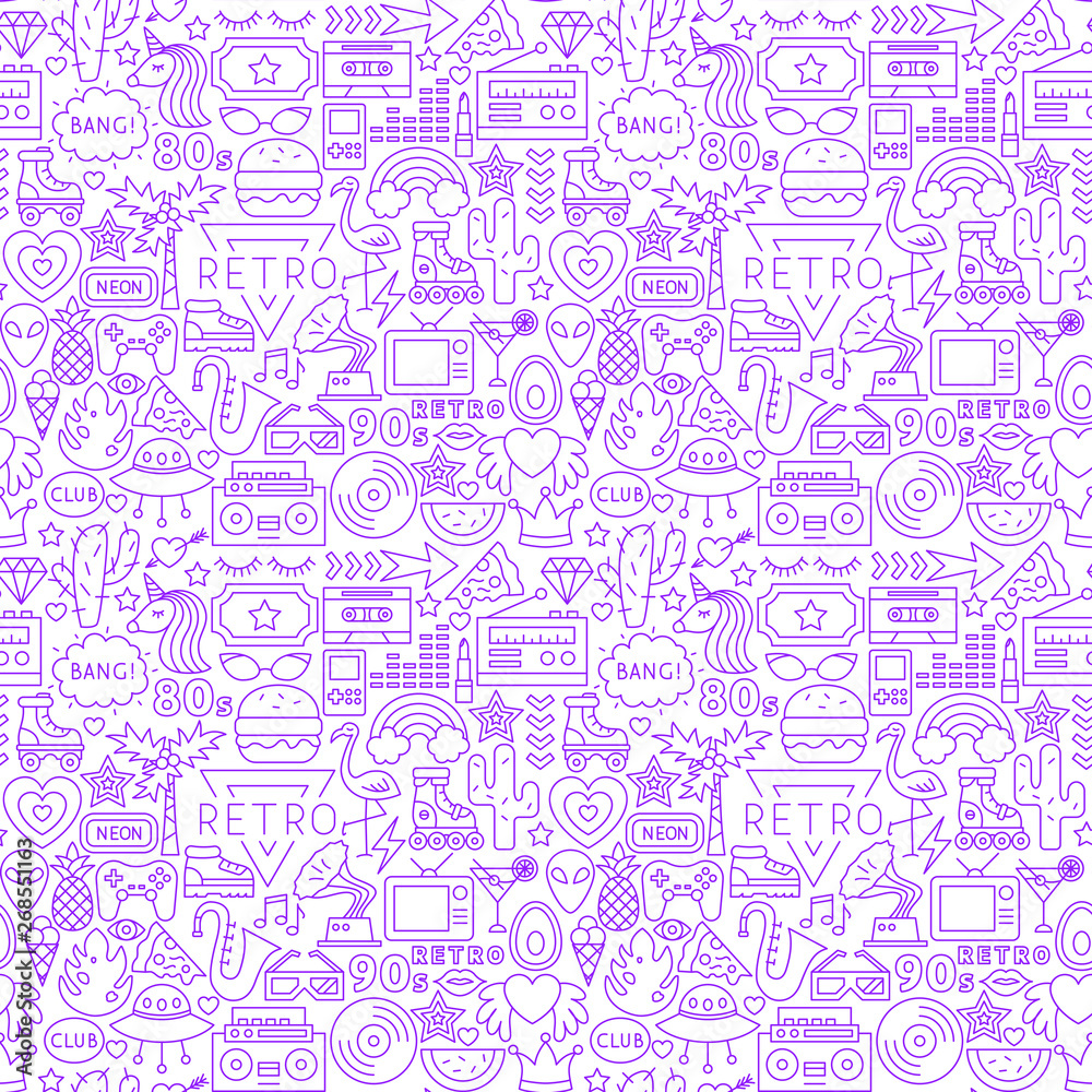Retro Fashion Line Seamless Pattern Retro Fashion Line Seamless Pattern