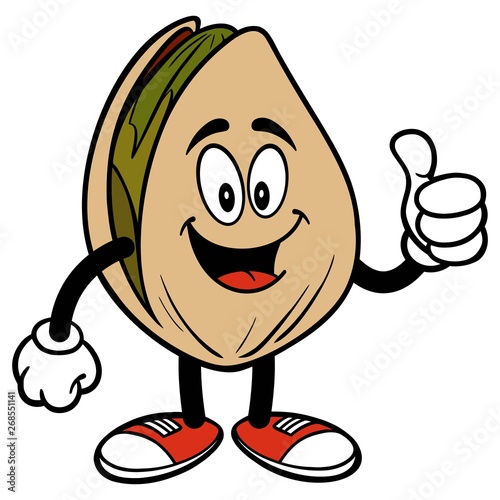 Pistachio Nut with Thumbs Up - A cartoon illustration of a Pistachio Nut mascot.