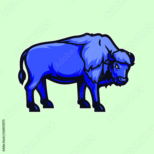 american bison esport logo mascot vector illustration