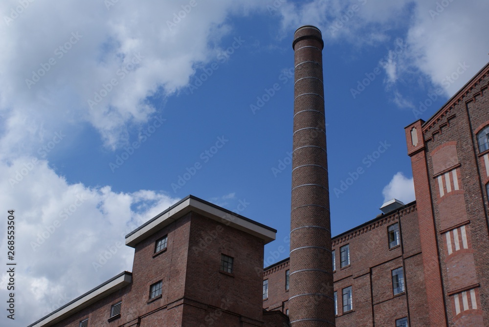 old brick chimney of factory