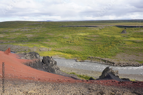 Raudholar and hiking tour around on Iceland with beautiful landscape photo