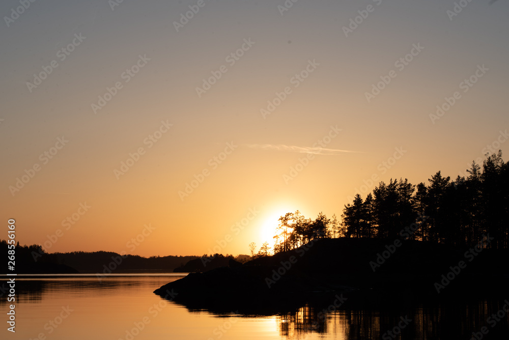 lakeside orange island sunset summer