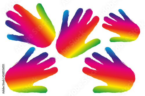 Manos de colores por la diversidad cultural y social.