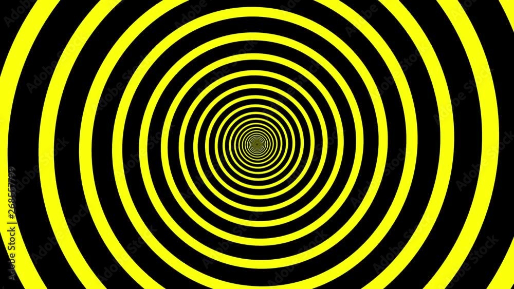 Rotating spiral tunnel black and yellow, fast endless loop