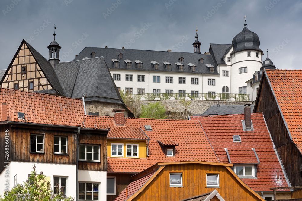 Das Städtchen Stolberg mit Schloss im Harz, Deutschland Das Städtchen Stolberg mit Schloss im Harz, Deutschland