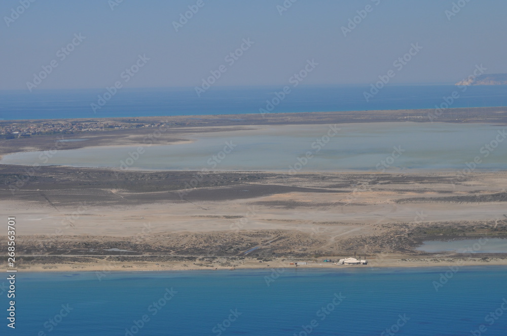 The beautiful natural Wetland Limassol Salt Lake Overview landscape in Cyprus