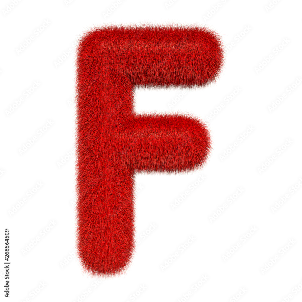 Colored, fluffy, hairy letter F. 3D rendering Colored, fluffy, hairy letter F. 3D rendering