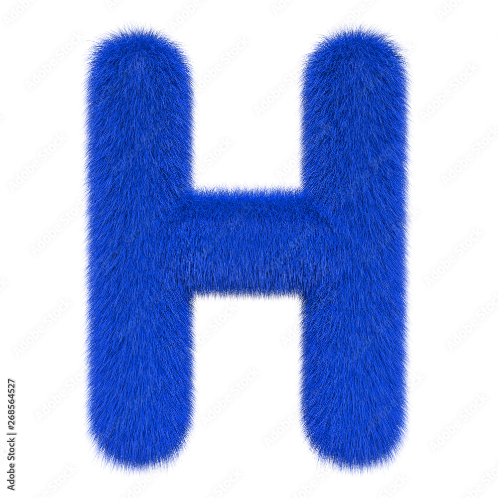 Colored, fluffy, hairy letter H. 3D rendering Colored, fluffy, hairy letter H. 3D rendering