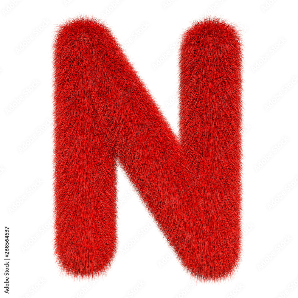 Colored, fluffy, hairy letter N. 3D rendering Colored, fluffy, hairy letter N. 3D rendering