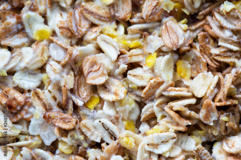 Oatmeal porridge with milk close-up Oatmeal porridge with milk close-up