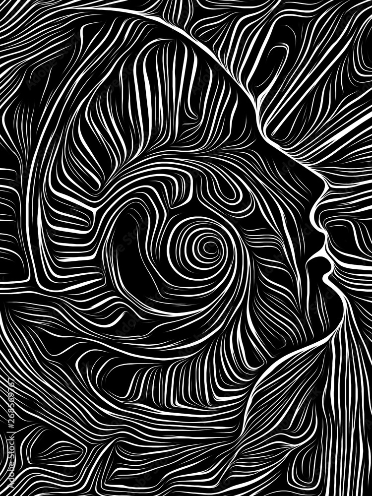 Brain Spiral Woodcut