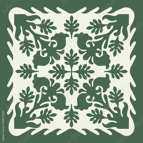 Hawaiian quilt illustration (red), Monster,leaves, nature, background, fabric, textile, summer image