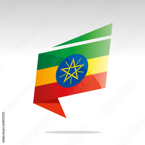 New abstract Ethiopia flag origami logo icon button label vector