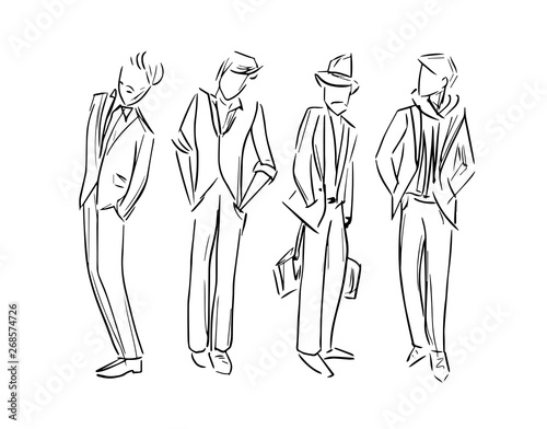 fashion man vector sketch illustration set sketch