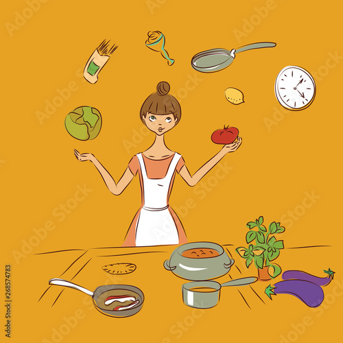 juggler cook vector illustration doodle sketch isolated
