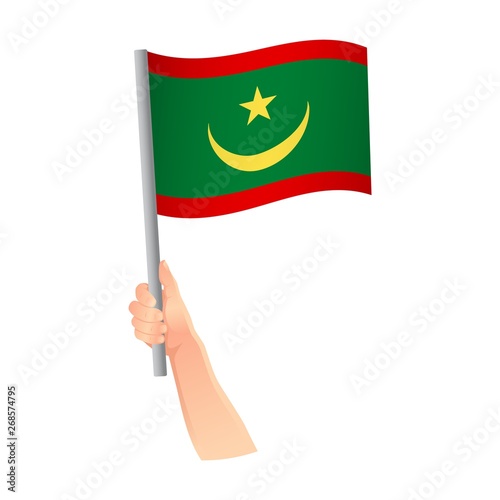 Mauritania flag in hand icon