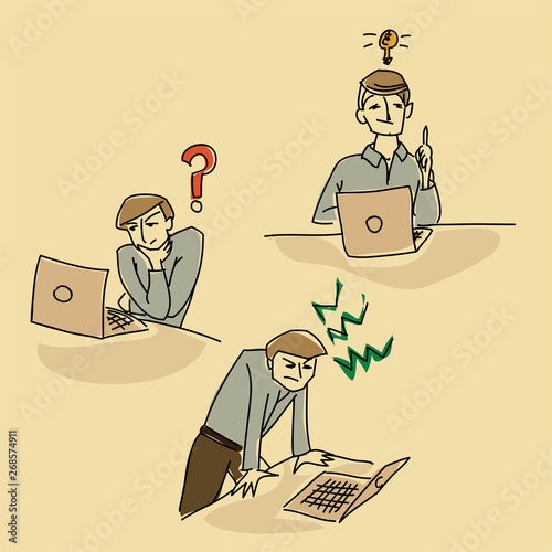 office question stress idea vector illustration set