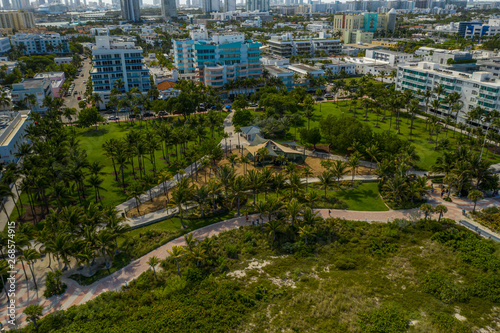 Aerial park with palm trees Miami Beach FL USA