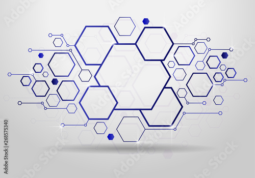 Technology background with geometric hexagon concept, Vector design