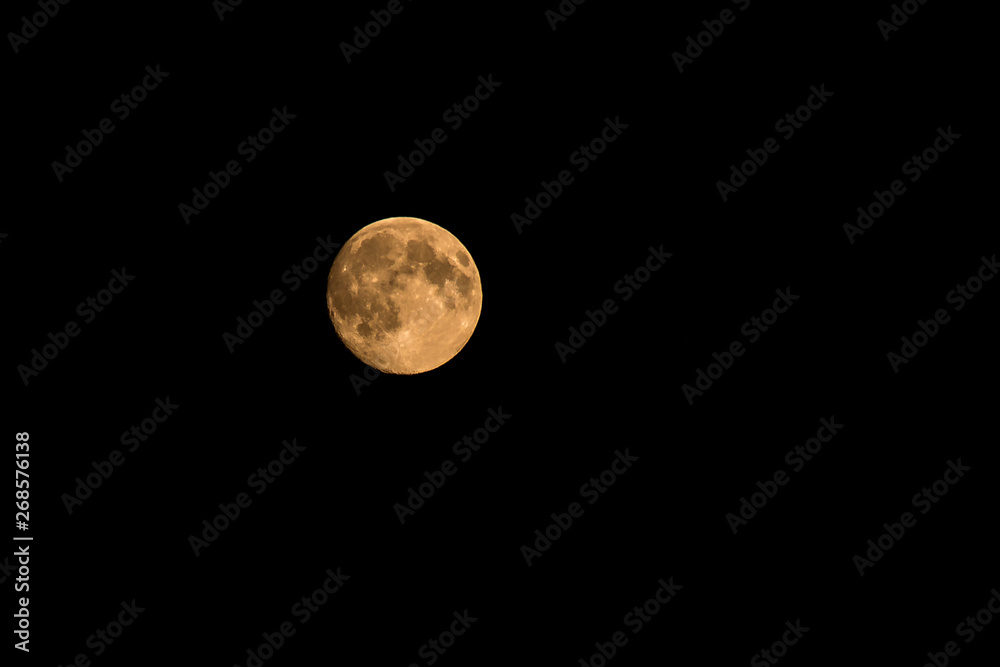 full moon, big yellow red moon in black sky full moon, big yellow red moon in black sky