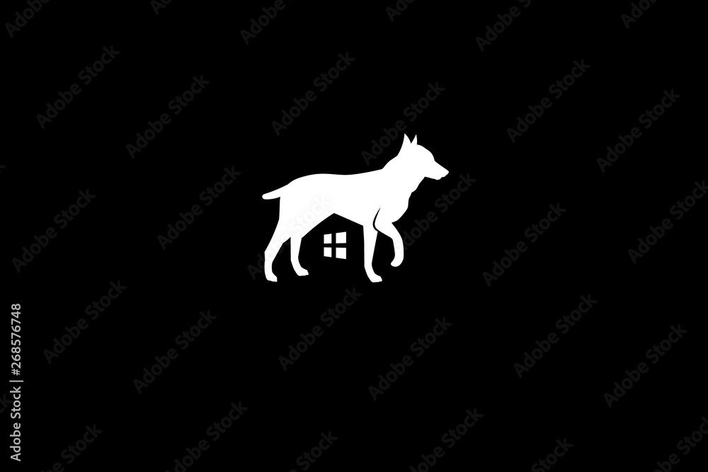 Fototapeta premium dog with a raised paw and a house