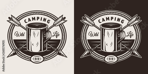 Vintage camping round label