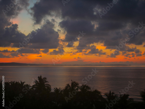 beautiful sunrise sunset with clouds sea