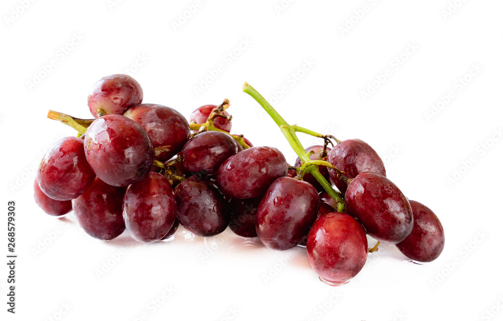 Fresh bunch of red grapes , Isolated on white background