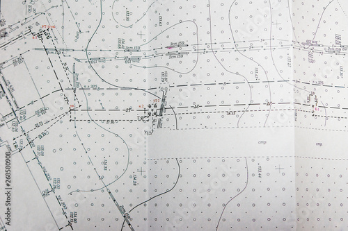 topographic terrain plan, location of communications in the terrain