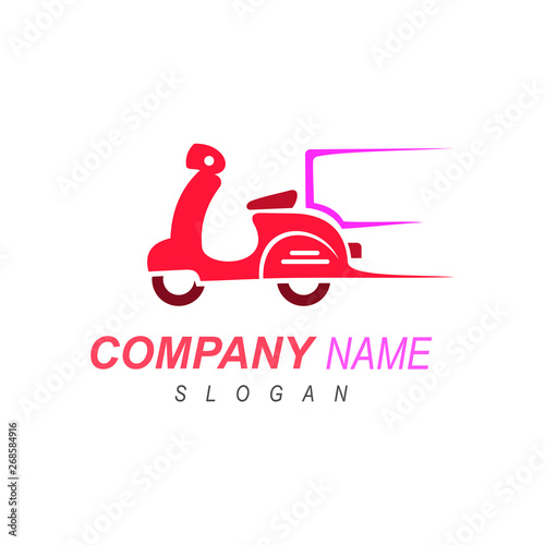 logo shipping service using a motorcycle, delivery express logo + delivery icon, scooter icon + scooter logo