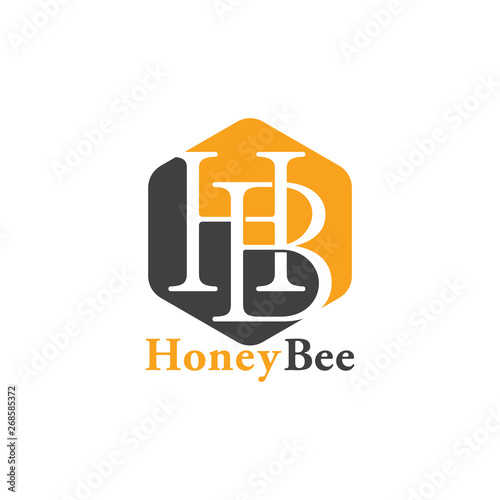 letter hb honey bee logo vector