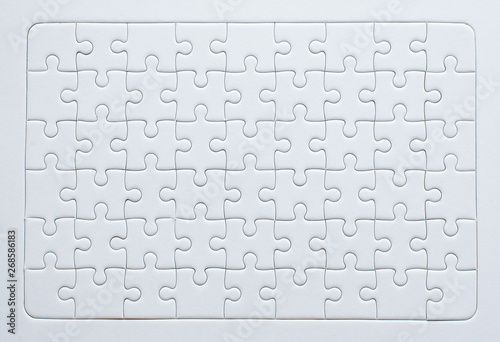 Wallpaper Mural Jigsaw puzzle white colour,Puzzle pieces grid,Success mosaic solution template,Horizontal on white background copy space for text,Top view Torontodigital.ca