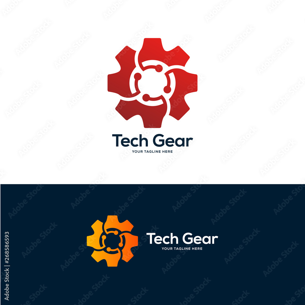 gear logo design concept, service logo design template, tech logo design
