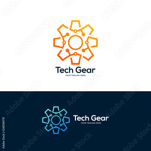 gear logo design concept, service logo design template, tech logo design