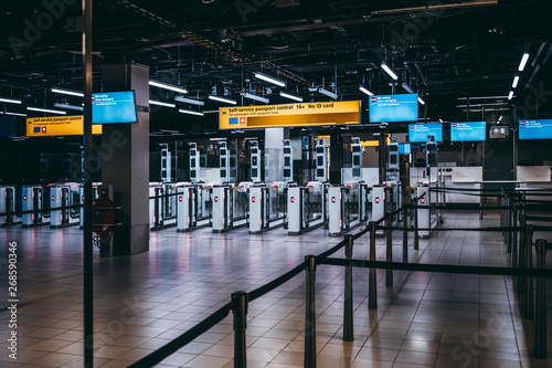 Arrival Immigration Passport Control Point at Amsterdam Schiphol