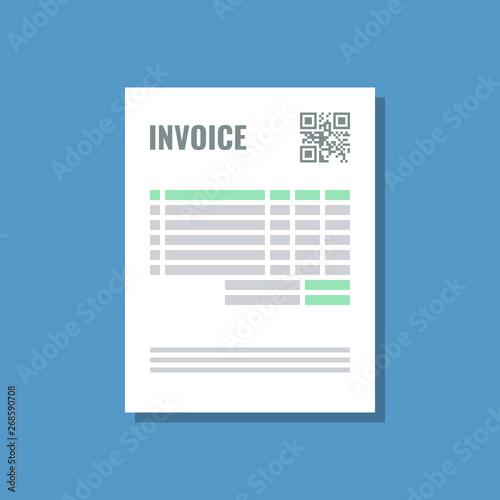 single invoice paper sheet with qr code